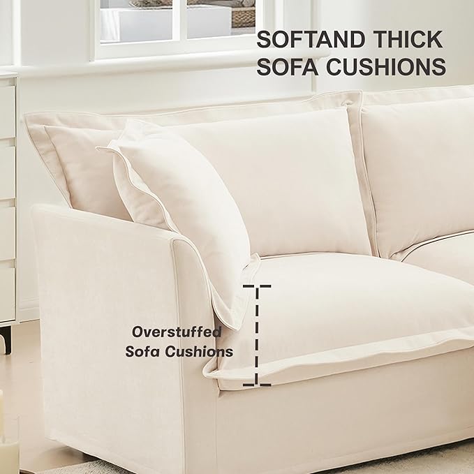49'' Chenille Chaise Lounge Chair Indoor Oversized Upholstered Sleeper Sofa with Movable Ottoman Removable &amp Washable Sofa Cover for Living Room Home Theater ApartmentBeige