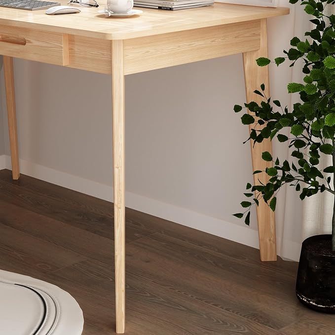 FUFU&ampGAGA 47” Office Desk Rectangular Computer Desk with 2 Drawers Writing Table for Reading Crafting Home Office Study Room Oak 47.2”W x 21.7”D x 29.5”H