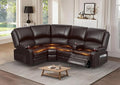 Manual Reclining Sectional Sofa Set 4 Seats Soft Leather Recliner Corner Sectional Couch Family-Sized L-Shaped Recliner Couch with USB Charging Thickened Padding Sturdy Frame Brown