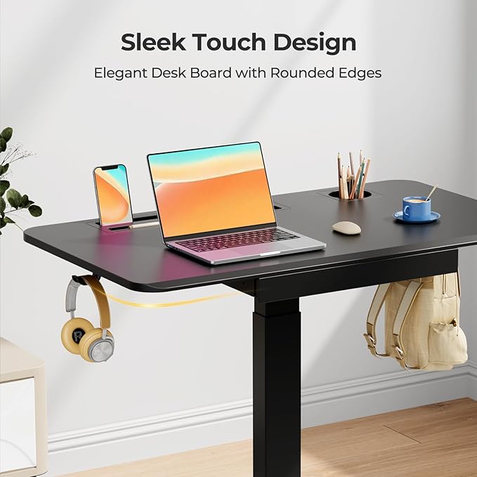 Mobile Standing Desk with Drawer 35 Small Standing Desk with Cup Holder Rolling Laptop Cart on Wheels Height Adjustable Table with Storage for Home Office Black