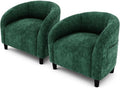 GarveeHome Accent Chair Set of 2 Armchair for Living Room Barrel Club Chair with Soft Padded Seat &amp Sturdy Legs for Bedroom Waiting Room Reception Chairs(Retro Green)