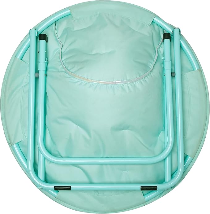 Urban Lifestyle Faux Fur with Holographic Trim Foldable Saucer Chair Teal
