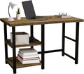 Alaterre Furniture Pomona 48-Inch Industrial Study Desk with Solid Pine Wood Top 2 Open Shelves and Metal Frame – Writing Desk with Floor Levelers for Home Office Bedroom or Dorm (Natural Finish)