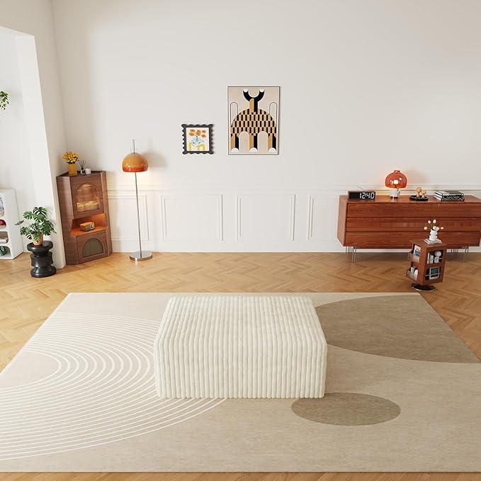 Cloud Sectional Couch with L-Shape Chaise4 Seat Modern Modular Sofa with Deep Seat (White Ottoman)