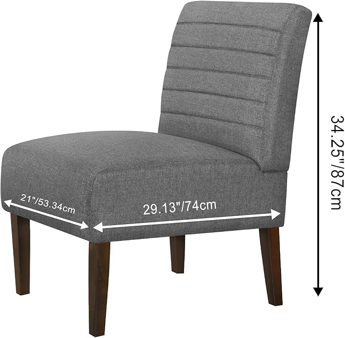 Ochine Modern Accent Chair Comfy Living Room Chair with Wood Legs Modern Armless Lounge Chair Upholstered Armchair Fabric Side Chair with Soft Cushion for Bedroom Balcony Lounge Reading Room