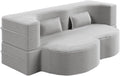 Modern 2-in-1 Convertible Sofa Bed 78 Full Size Corduroy Floor Sofa with 2 Pillows Folding Mattress Sleeper for Living Room &amp Guest Room No Assembly Required