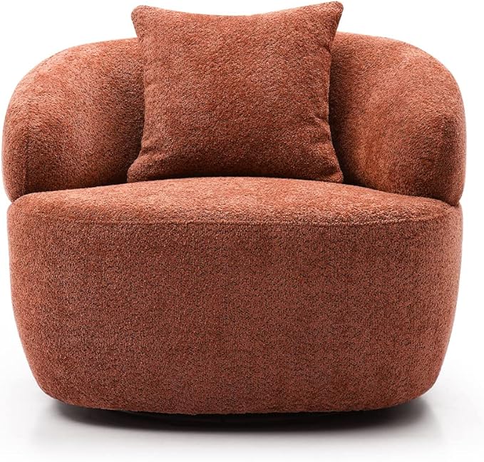 35'' Swivel Barrel Chair Living RoomSingle Chair for Small Space ComfyRound Sofa for Reading RoomBedroomClubOffice(Orange)