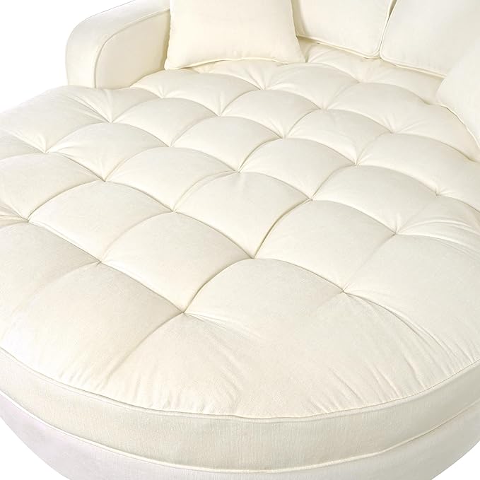 55 Oversized Chaise Lounge Chair Indoor Modern Lounge Sofa Bed with Tufted Seat and Detachable Pillows Chenille Fabric Upholstered Sofa Couch for Living Room (Beige/175)