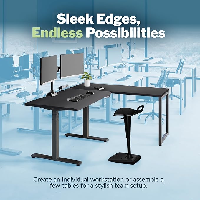 Vari Table 60x24 - Modern Computer Desk with Durable Laminate Finish and Slim Legs - Ideal for Gaming Home or Office - Stand-Alone Workstation or Corner Side Table - Black