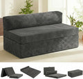 5-in-1 Convertible Sofa Bed Boneless Loveseat Sleeper Tri-fold Futon Sofa Bed with Removable Cushions &amp Washable Cover Pull Out Couch with Handle for Small Spaces Queen Size Grey