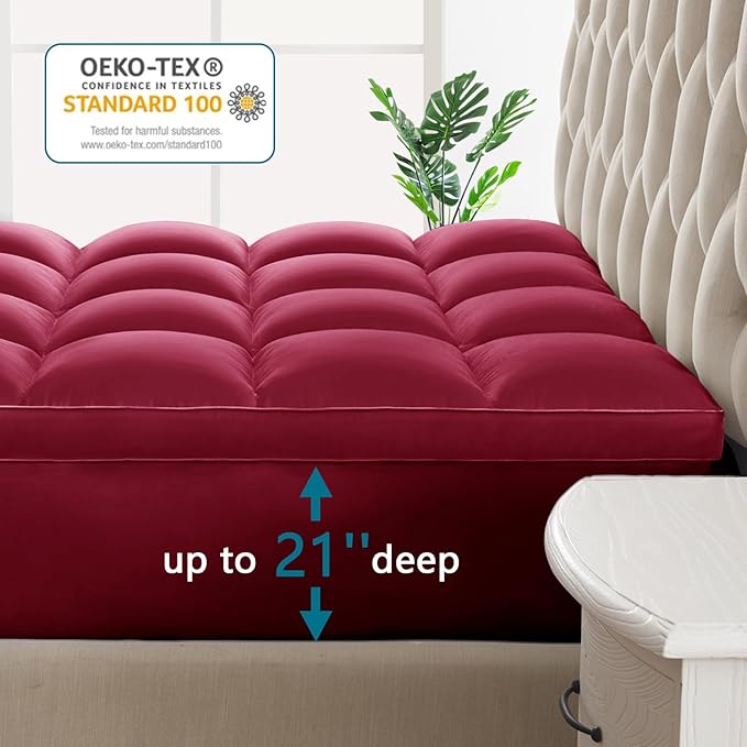 CHOKIT Queen Mattress Topper Extra Thick Pillow Top Mattress Pad for Back Pain Relief Cooling Bed Topper Mattress Cover with 8-21 Inch Deep Pocket