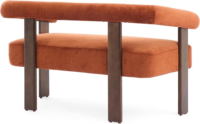 Christopher Knight Home Celen Modern Boucle Fabric Upholstered Loveseat with Round Armrest and Rubberwood Frame Comfy Living Room 2-Seater Sofa Space-Saving Couch for Apartment Brown + Dark Orange