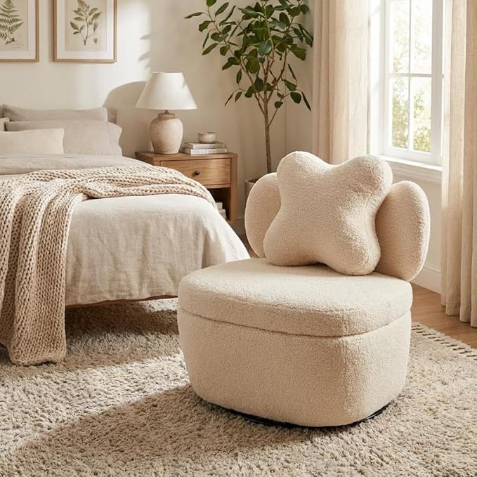 Teddy Velvet Swivel Accent Chair with Storage 360° Rotating Ergonomic Armchair Scratch-Resistant Upholstered Sofa Chair for Living Room Bedroom Nursery Apartment or Small Spaces 300 lbs Capacity
