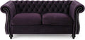 Christopher Knight Home Karen Traditional Chesterfield Loveseat Sofa BlackBerry and Dark Brown 61.75 x 33.75 x 27.75