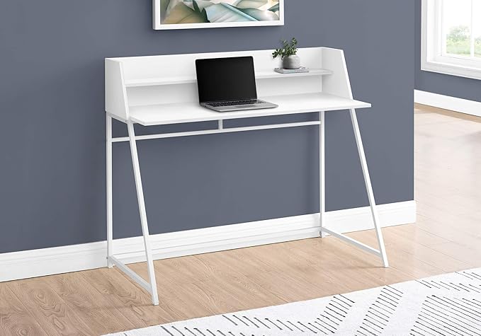Computer Desk Home Office Laptop Storage Shelves 48 l Work White Laminate White Metal Contemporary Modern UM16