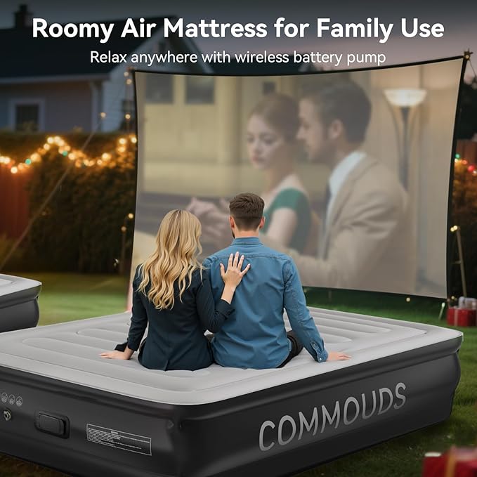 COMMOUDS Twin Air Mattress with Built-in Battery Powered Removable Pump 18 High Inflatable Mattress Portable Blow up Mattress Air Bed for Camping Home and Guest