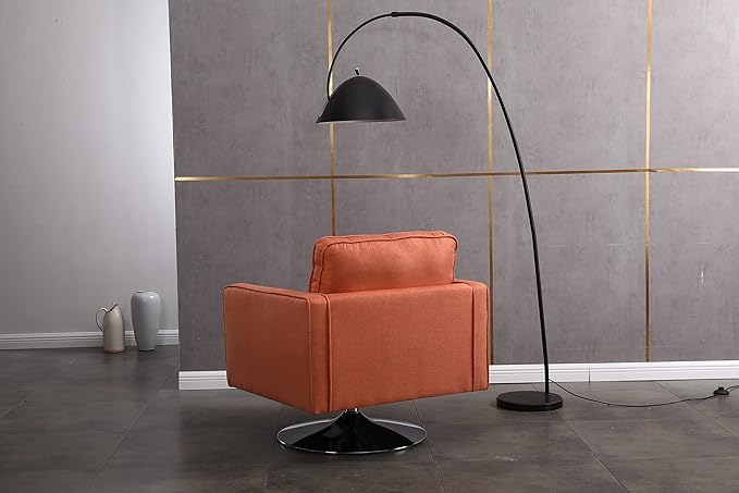 Generic Modern Linen Swivel Accent Chair Comfy Armchair with 360 Degree Swiveling for Living Room Bedroom Reading Room Home OfficeOrange