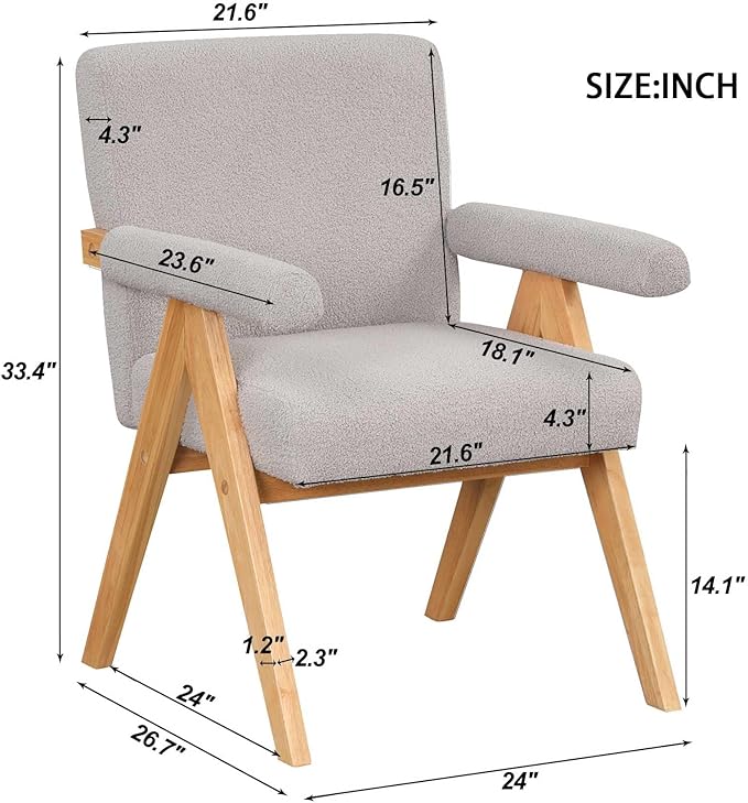 Modern Velvet Upholstered Accent Chairs Set of 2 with Wood Frame and Armrest Fabric Wooden Armchairs for Living Room Bedroom Office Reading Room (Gray)