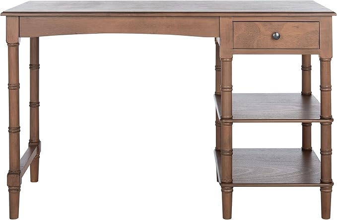 SAFAVIEH Home Collection – Henric 1-Drawer Computer Desk with 2 Shelves Brown Home Office Writing Table 45 Wide (DSK5712B)