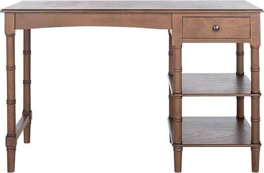SAFAVIEH Home Collection – Henric 1-Drawer Computer Desk with 2 Shelves Brown Home Office Writing Table 45 Wide (DSK5712B)