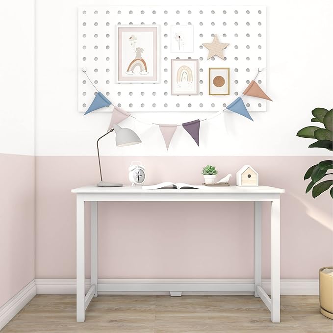 Max &amp Lily Solid Wood Desk 47 Inches White