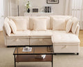 103 Modular Sectional Sofa L-Shaped Corduroy Comfy Sectional Couches for Living Room 3-Seater Cloud Couches with 1 Ottoman Modern Deep Seat Sofa with Large Storage Beige