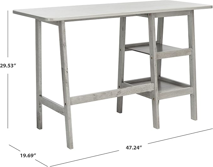 SAFAVIEH Collection Sofara Dark Grey 2-Shelf Storage Computer Table Home Office Desk DSK1403B