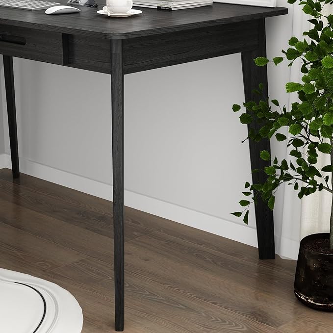 FUFU&ampGAGA 47” Office Desk Rectangular Computer Desk with 2 Drawers Writing Table for Reading Crafting Home Office Study Room Black 47.2”W x 21.7”D x 29.5”H