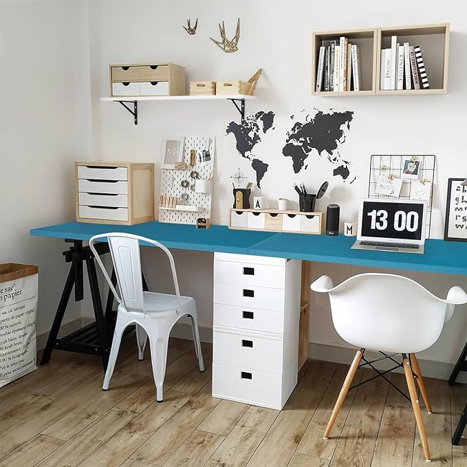 Kaboon Universal Table Top 45.67x23.62 Solid One-Piece Desktop Reversible Melamine Countertop Double Desks L-Desk DIY Cyan