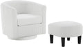 Swivel Accent Chair 360° Comfy Recliner Corduroy Arm Chair Single Sofa with Ottoman for Living Room Bedroom