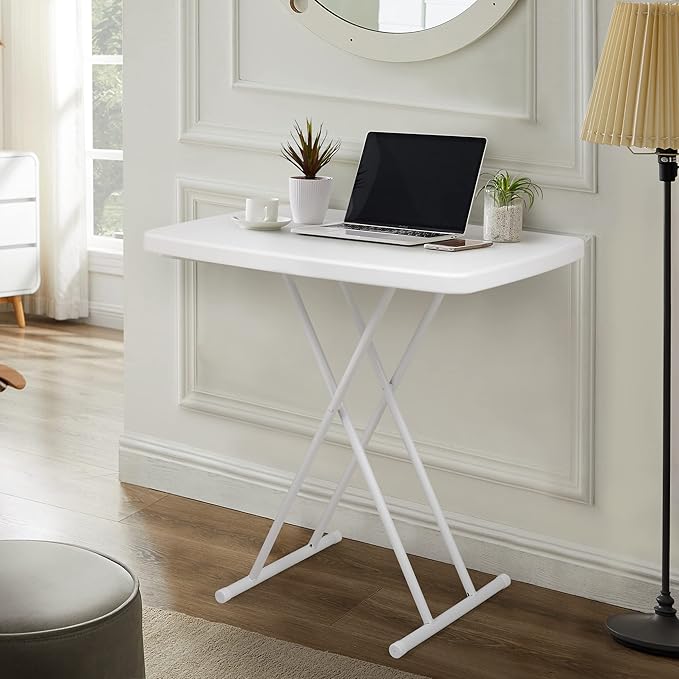 Folding Table Writing Desk with Adjustable Height for Study Office Home Use