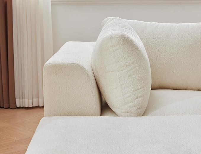 110 Cloud Sectional Couches for Living Room Convertible L-Shape Boneless Couch with Ottoman 3 Seater Modular Sectional Sofa Cream
