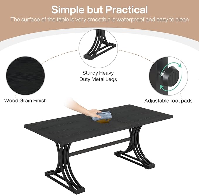 Tribesigns 63 Large Office Desk Modern Executive Desks with Stylish Legs Wood Computer Desk Business Furniture Work Desk for Home Office (Black)