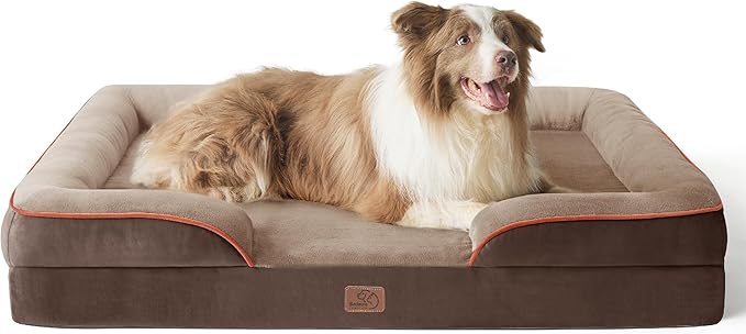 Bedsure L Plus Orthopedic Dog Bed for Large Dogs - Washable Dog Cat Bed Waterproof L Plus Big Comfort Dogs Couch Sofa with Washable Removable Cover Pet Bed with Nonskid Bottom Brown 38