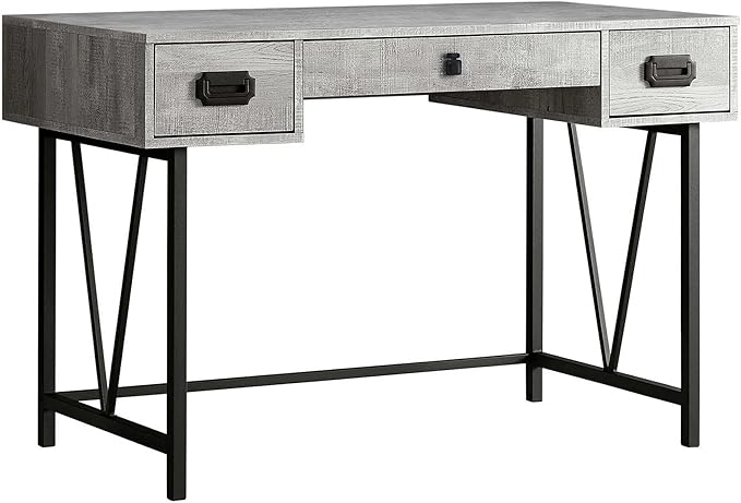 Computer Desk Home Office Laptop Storage Drawers 48 l Work Grey Laminate Black Metal Transitional