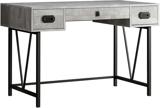 Computer Desk Home Office Laptop Storage Drawers 48 l Work Grey Laminate Black Metal Transitional