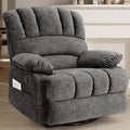 Oversized Swivel Rocker Recliner Chair with Large Footrest &amp High Back- 360° Rotation &amp Gentle Rocking for Living Room Nursery350lbs CapacityTool-Free Assembly(Gray)