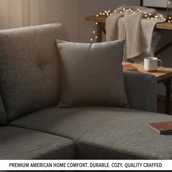 Sectional Sleeper Sofa with Pull Out Bed L Shape Convertible Linen Couch with Storage Chaise 2 in 1 Pull Out Sofa Bed with 2 Seats for Living Room Apartment Charcoal Black