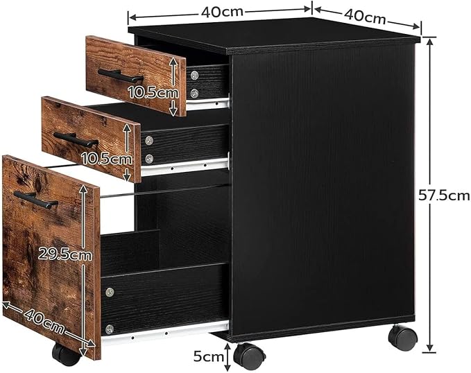 HASMI Filing Cabinet 3-Drawer Filing Cabinet Mobile Pedestal on 5 Wheels Cabinet with Hanging Filing Drawers for Home Office Storage Cabinet (Color : A) yuqing2022