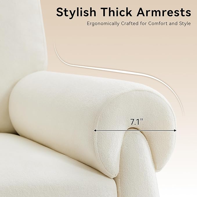 Oversized Accent Chair Comfy Living Room Chairs Single Sofa Chair with Thick Cushion and Armrests Upholstered Arm Chair for Living Room Modern Armchair Reading Chair for Bedroom Beige