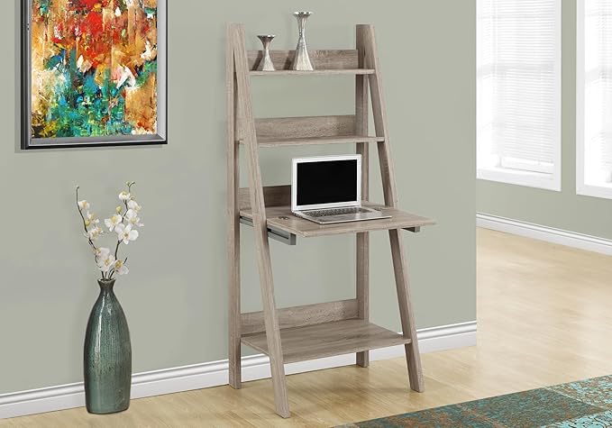 Computer Desk Home Office Laptop Leaning 61 h Work Storage Shelves Brown Laminate Contemporary Modern