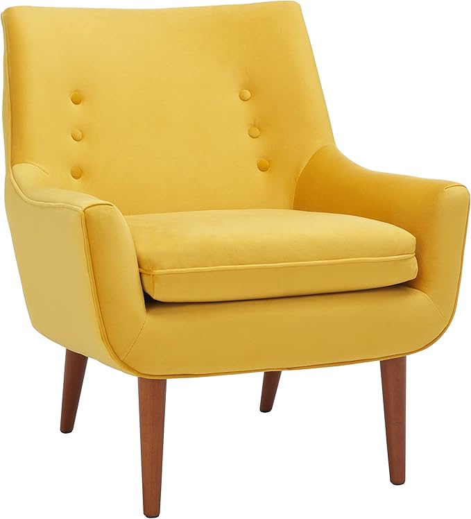 SAFAVIEH Home Collection Amina Mid-Century Modern Gold Velvet Accent Chair