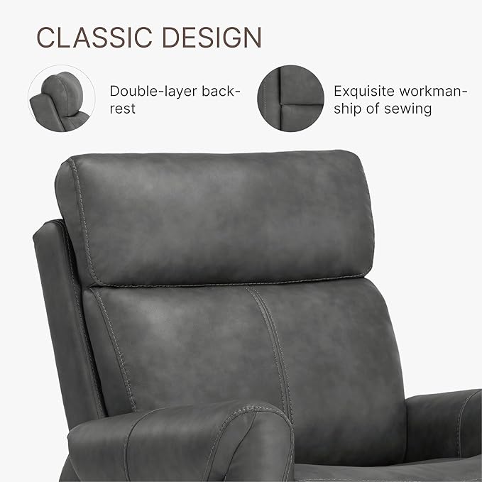 Wall Hugger Recliner Chair for Adults Faux Leather RV Recliner with USB Charging Ports Electric Power Reclining Sofa for Living Room Home Theater Seating Bedroom