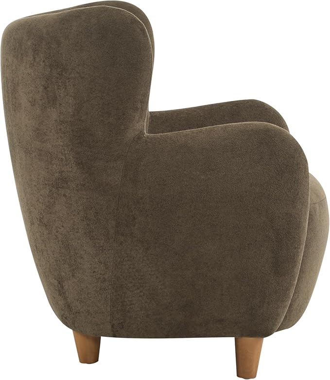 Christopher Knight Home Auden Wingback Accent Chair Fabric Club Chair Velvet Upholstered Armchair Curved Backrest Single Sofa Soft Cushion Seating Reading Lounge Chair for Living Room Brown