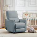 IDEALHOUSE 360° Swivel Glider ChairUpholstered Fabric Glider ReclinerErgonomic Single Sofa ArmchairFaux Leather Manual Glider for Living Room Bedroom Nursing Use(Grey)