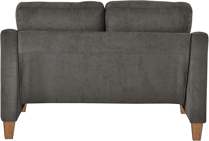 Serta® Armstrong 52 Soft Modern Sofa Sloped Track Arms Solid Wood Legs Easy Assembly Dream Coil® Comfort Soft Woven Polyester Fabric Gray