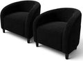 GarveeHome Accent Chair Set of 2 Living Room Chairs Barrel Boucle Chairs Comfy Armchairs for Bedroom Reading Room Reception Chairs(Black)