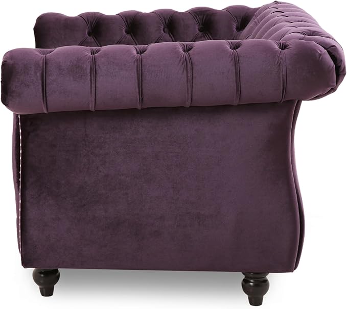 Great Deal Furniture Leila Chesterfield Velvet Club Chair BlackBerry