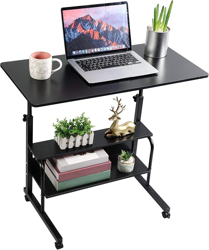 Desk Universal Movable Table Small Spaces Storage Convenient Desk Portable Computer Desk Adjustable Home Office Bedside Home Office Living Room Height Sofa Furniture Desk Size 15.7 * 31.5 Inch Black