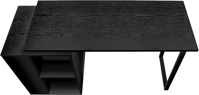 Computer Desk Home Office Left Right Set up Storage Shelves 55 l Work Laptop Black Laminate Black Metal Contemporary Modern